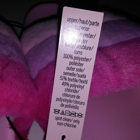 Victoria Secret Slides Sandals Pink Stripe Fur Fuzzy Slip On Open Toe New With T - Picture 7 of 10